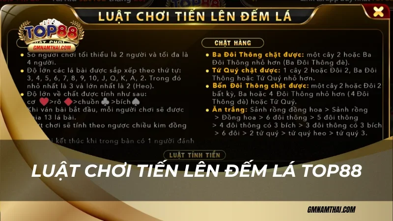 Luật chơi tiến lên đếm lá Top88