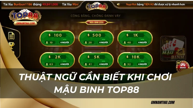 Thuật ngữ cần biết khi chơi mậu binh Top88